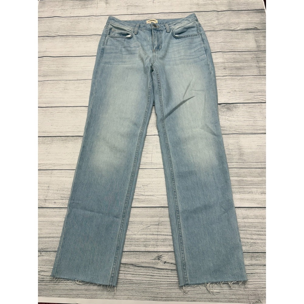L'AGENCE Milana Straight Jeans Womens 25 Sky Blue Panama Denim Raw Hem 2719YRO